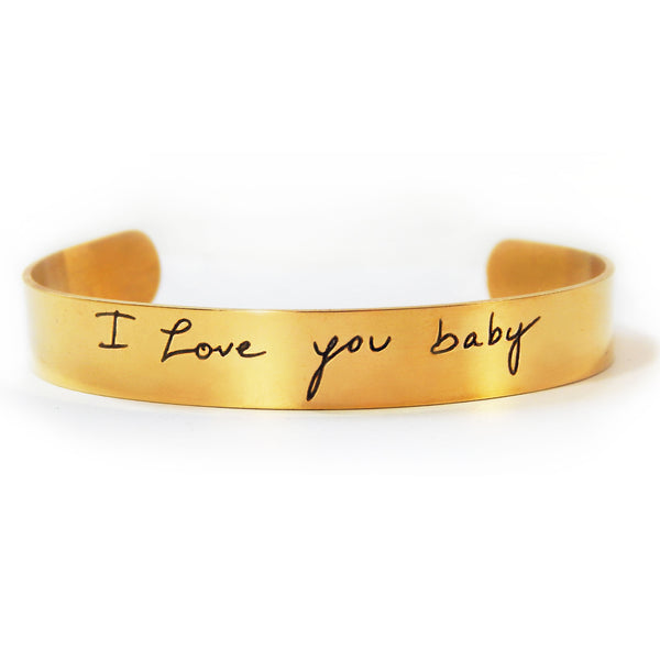 Custom Handwriting Thin Gold Cuff Bracelet