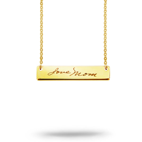 Custom Handwriting Bar Necklace Gold Plated