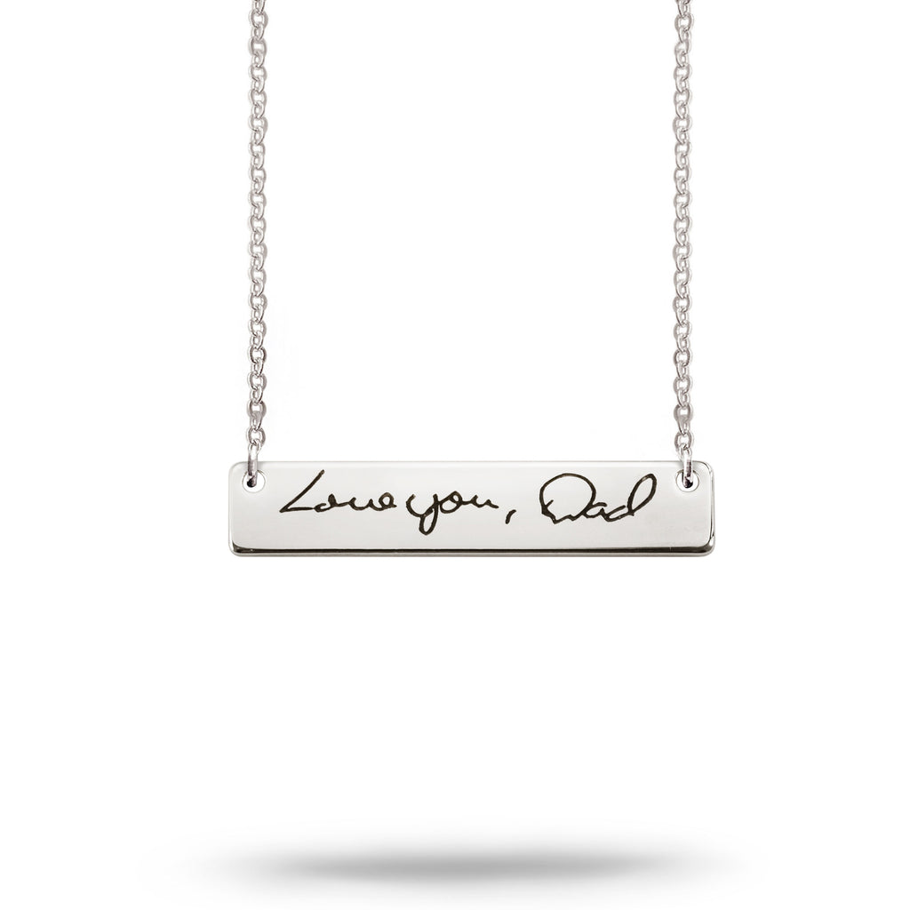 Custom Handwriting Bar Necklace Stainless Steel