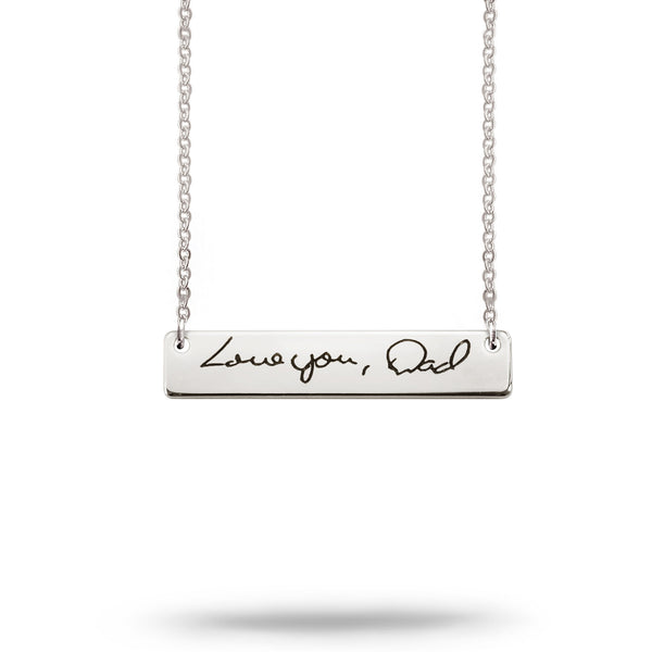 Custom Handwriting Bar Necklace Stainless Steel