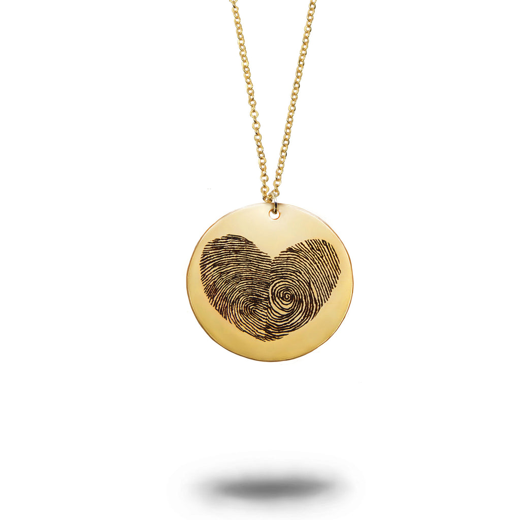 Gold Filled Actual Fingerprint Heart Necklace