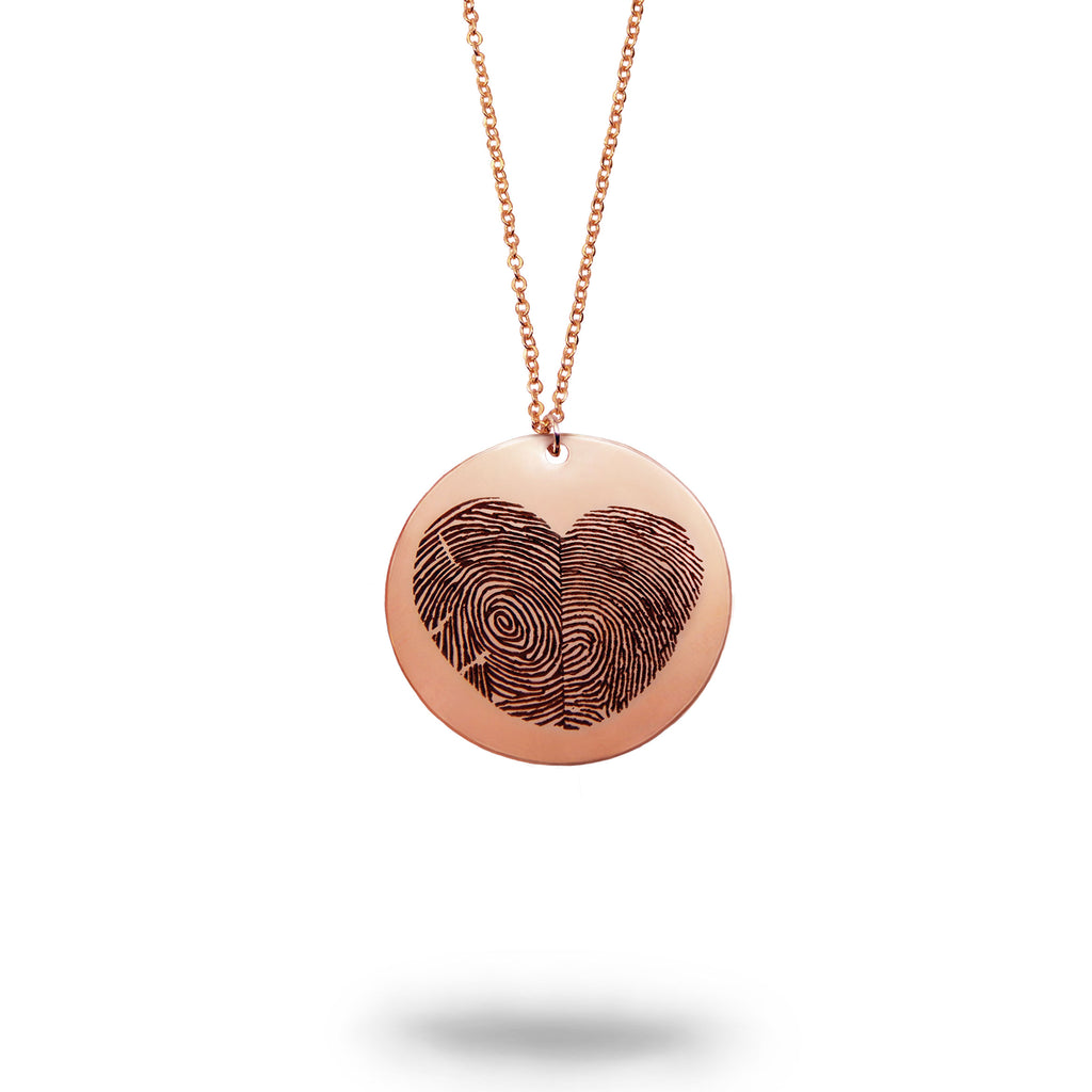 Rose Gold Filled Actual Fingerprint Heart Necklace
