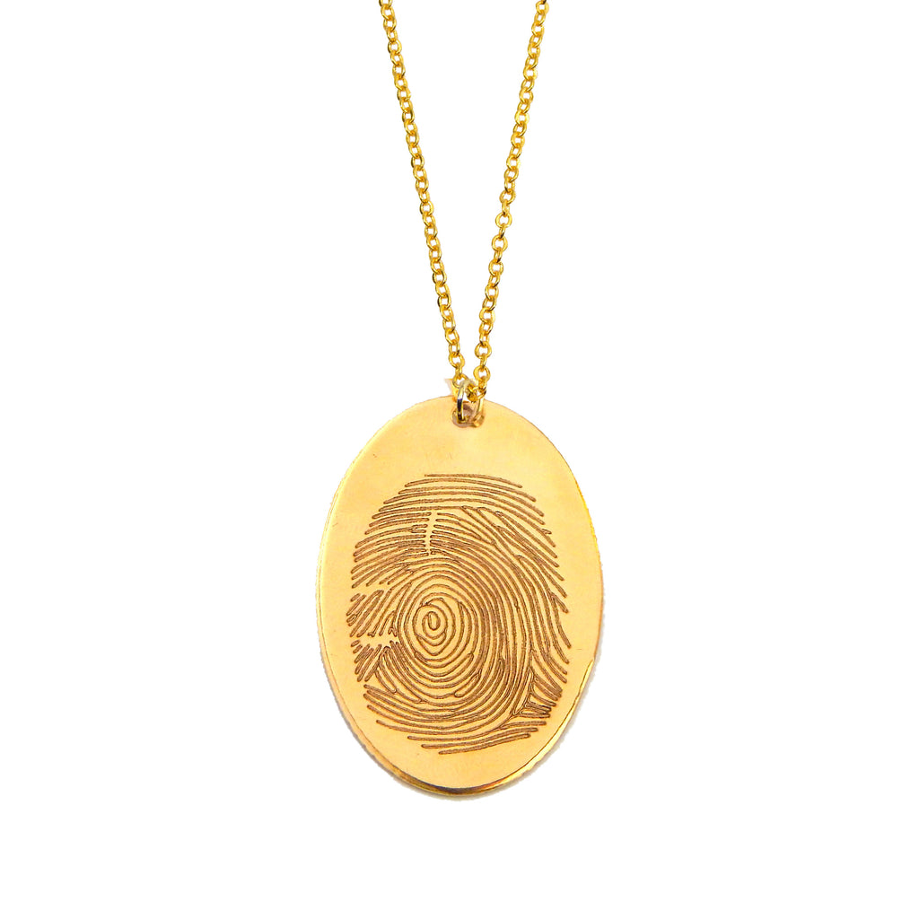 Custom Gold Filled Oval Fingerprint Necklace