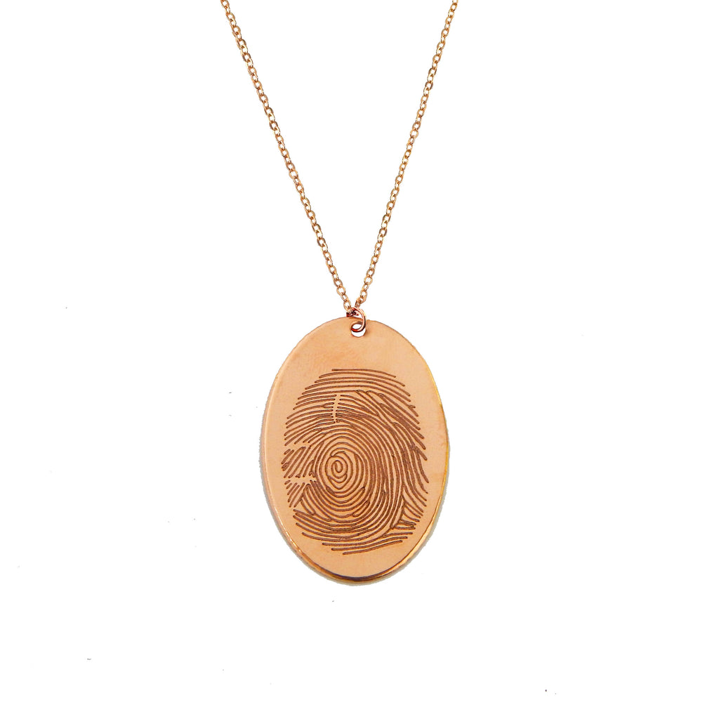 Custom Rose Gold Filled Oval Fingerprint Necklace