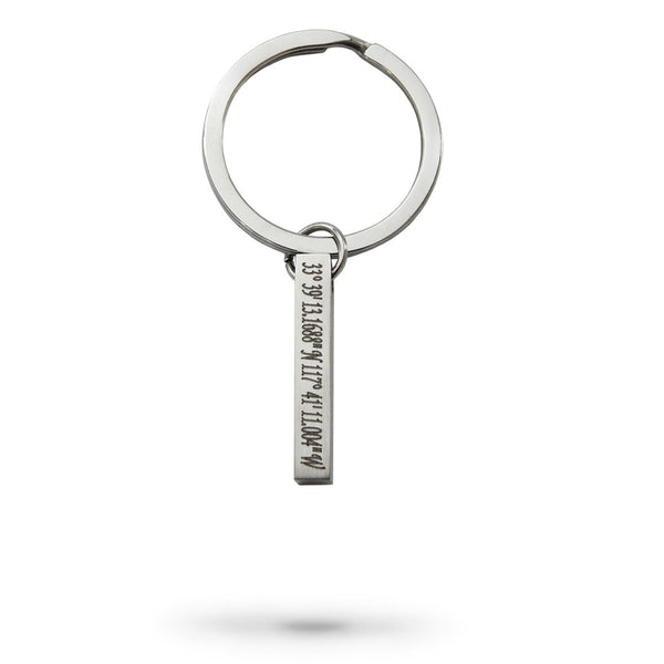 Custom Coordinates Thick Bar Keychain