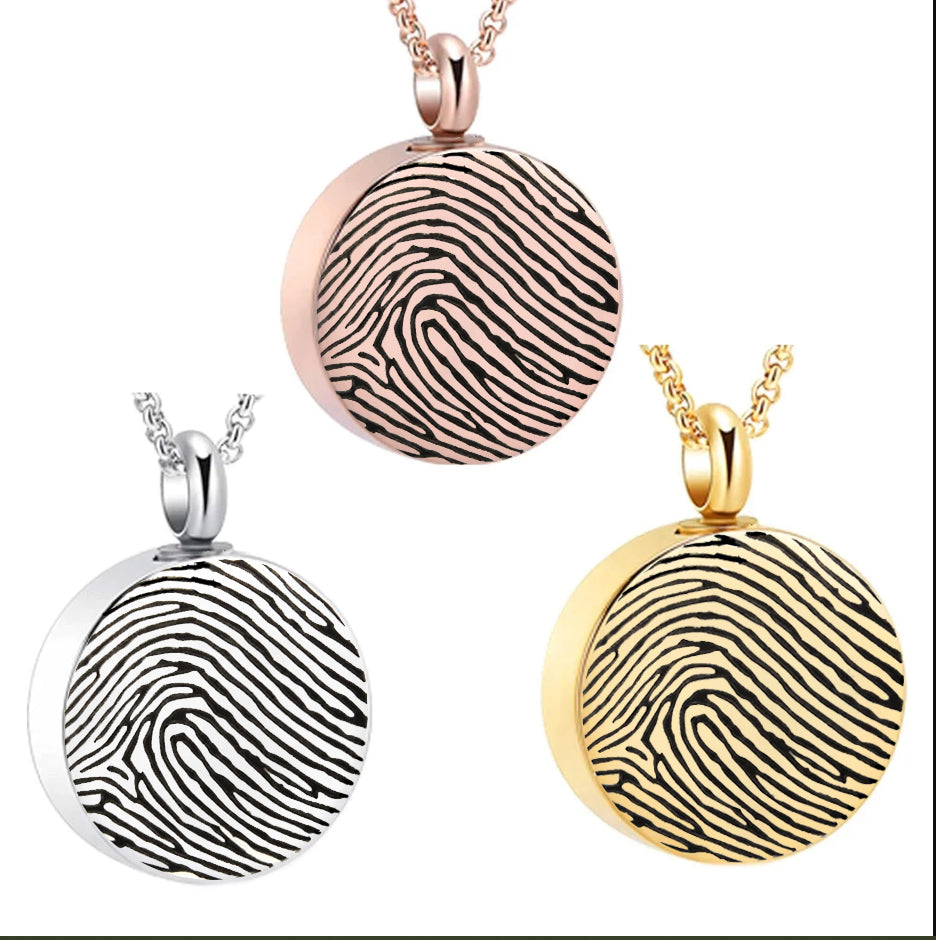 Custom Stainless Steel Fingerprint Ash Cremation Necklace