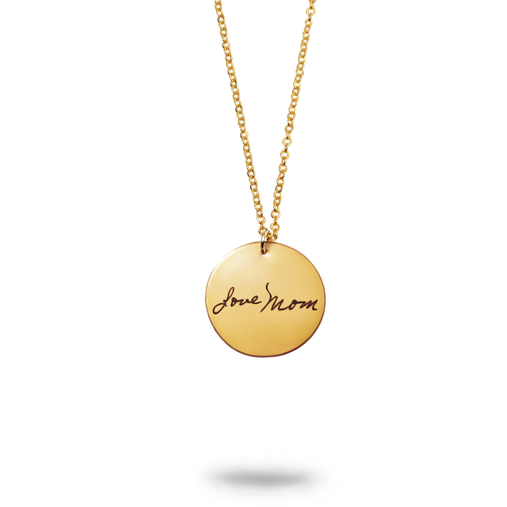 Gold Filled Personalized Handwriting Small Round Necklace