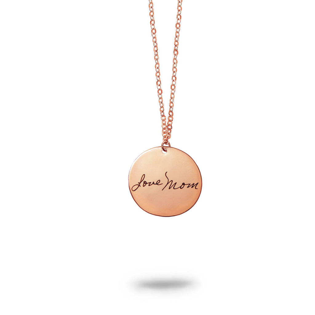 Rose Gold Filled Personalized Handwriting Small Round Necklace