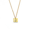 Initial Square Charm Necklace - Silver - Gold - Rose Gold