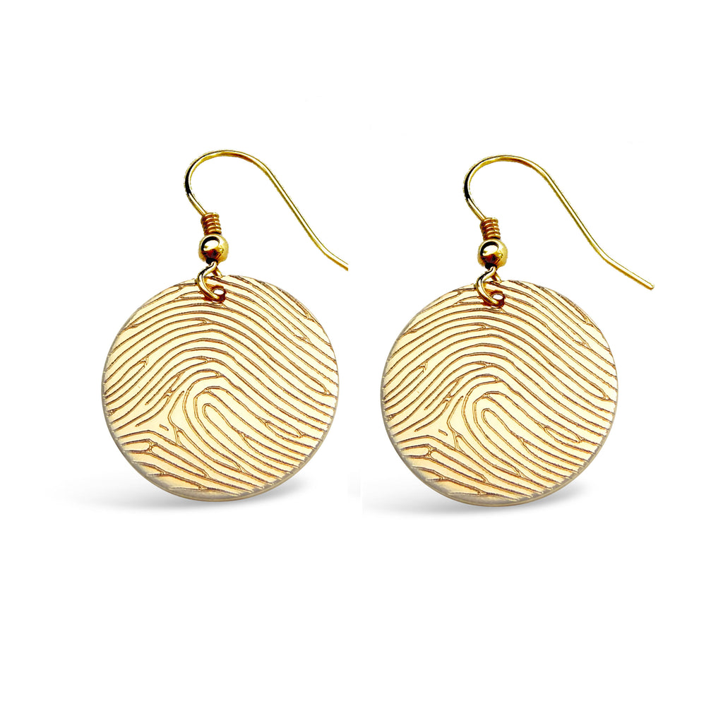 Gold Filled Fingerprint Round Earrings