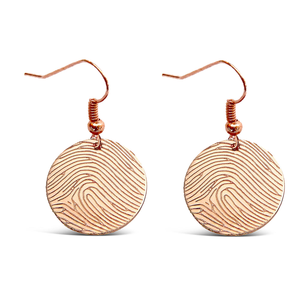 Rose Gold Filled Fingerprint Round Earrings