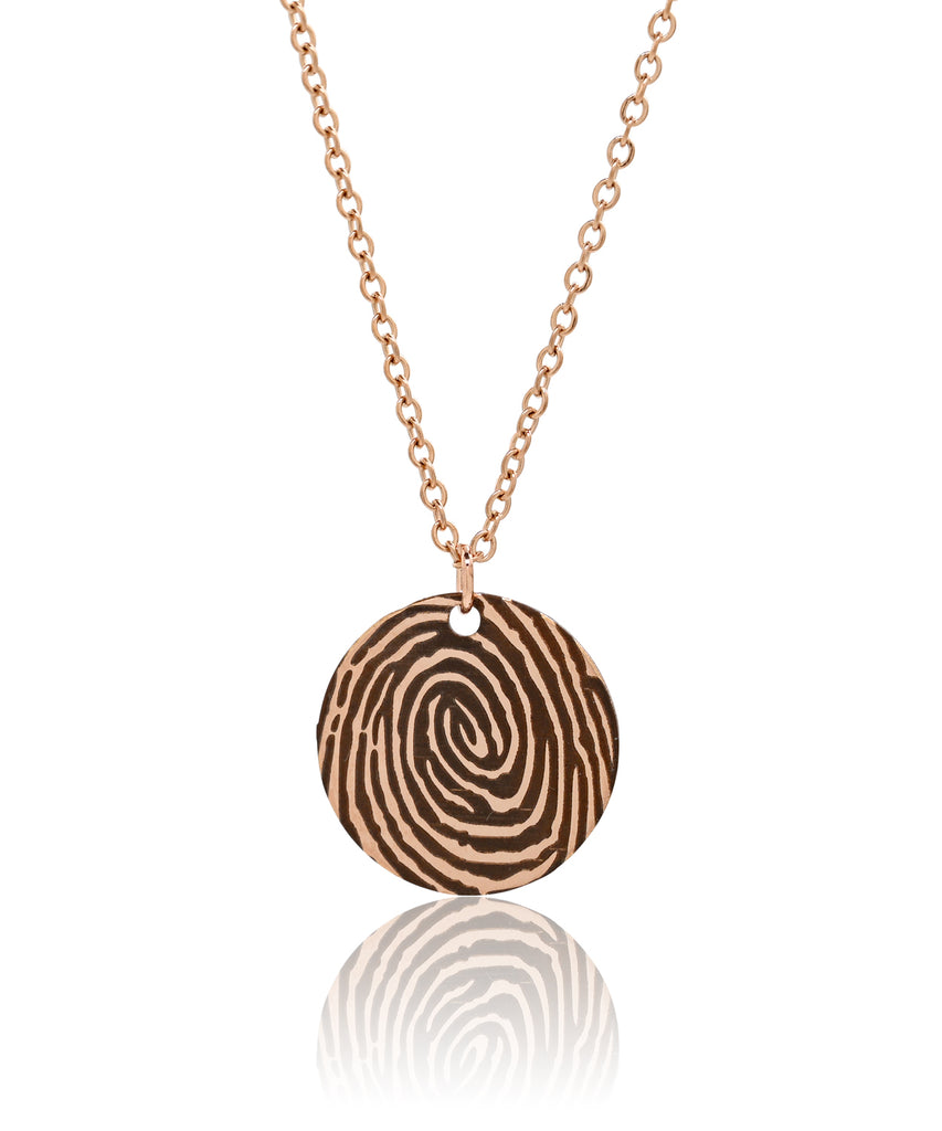 Rose Gold Filled Actual Fingerprint Small Round Necklace