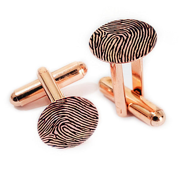 Custom Personalized Fingerprint Cuff Links Rose Gold Plated