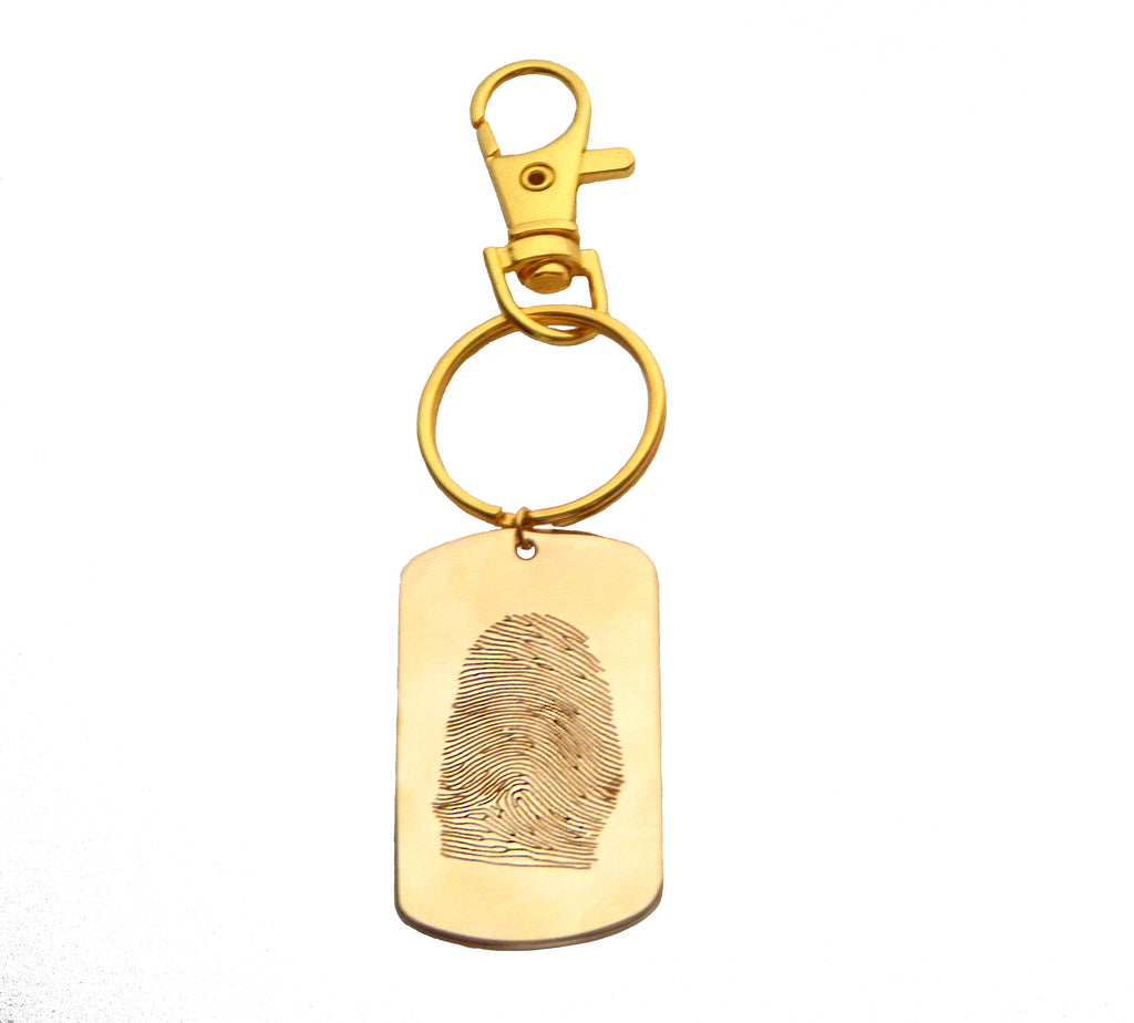 Custom Gold Filled Fingerprint Dog Tag Keychain or Necklace