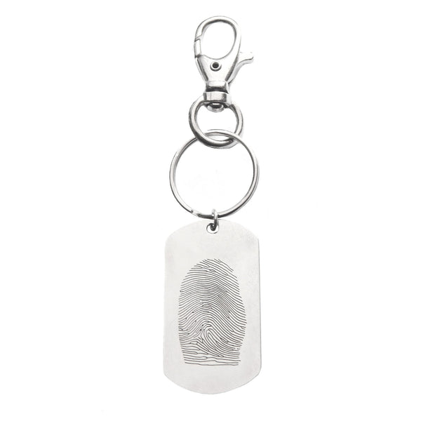 Custom Fingerprint Dog Tag Keychain or Necklace