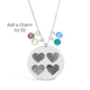 Custom Four Fingerprints Hearts Necklace