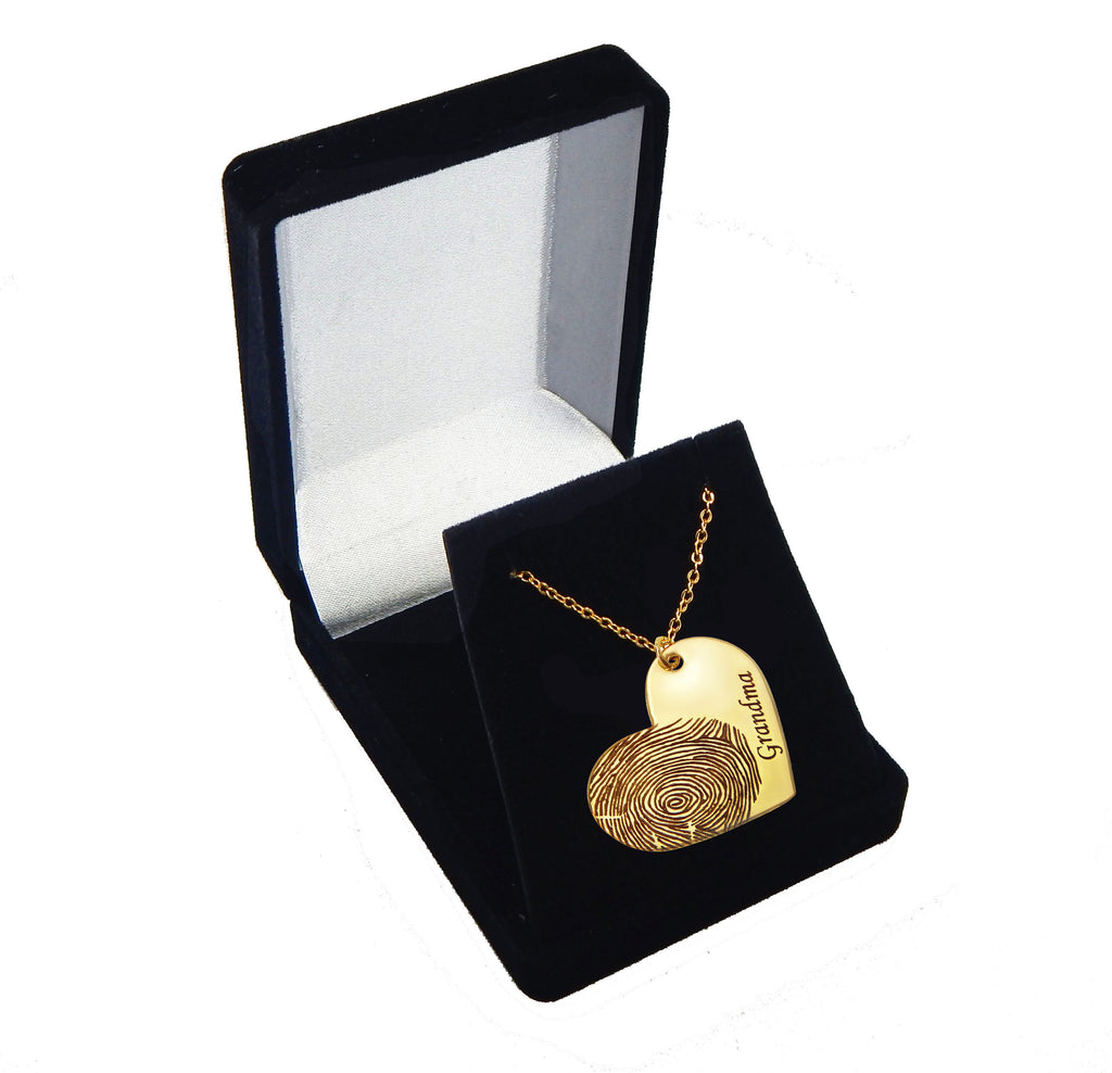 Gold Filled Custom Fingerprint and Name Heart Necklace – Rachel Roth ...