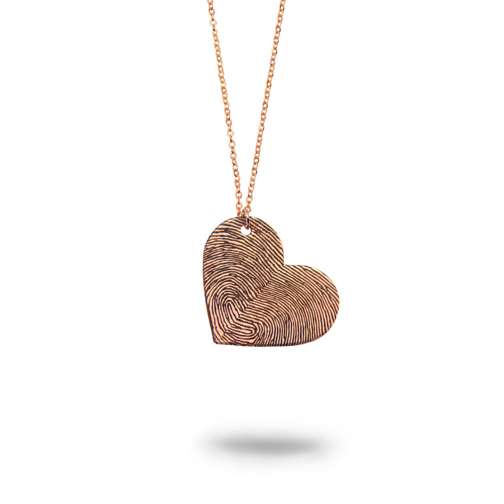 Custom Rose Gold Filled Fingerprints Heart Necklace