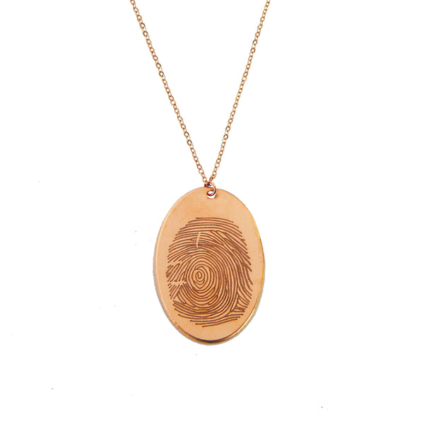 Custom Rose Gold Filled Oval Fingerprint Necklace