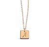 Initial Square Charm Necklace - Silver - Gold - Rose Gold