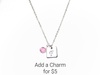 Initial Square Charm Necklace - Silver - Gold - Rose Gold