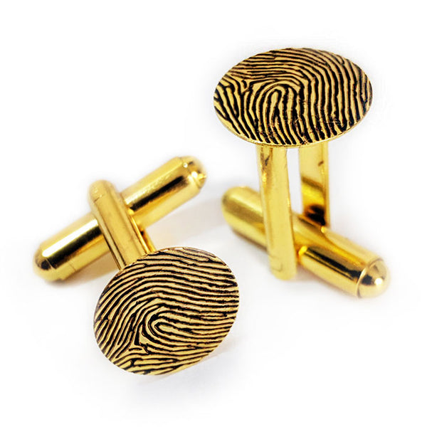 Custom Personalized Fingerprint Cuff Links Gold Plated