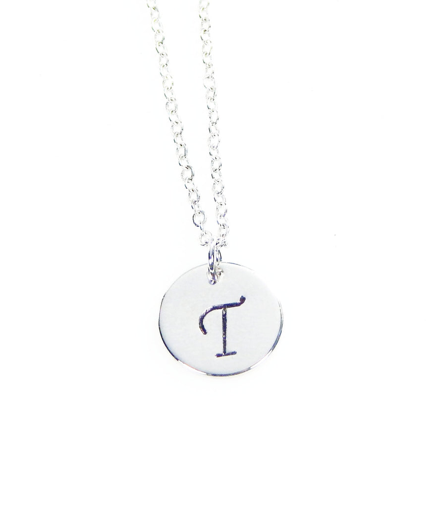 Initial Circle Charm Necklace - Silver - Gold - Rose Gold