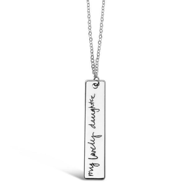 Custom Silver Plated Handwriting Vertical Bar Necklace