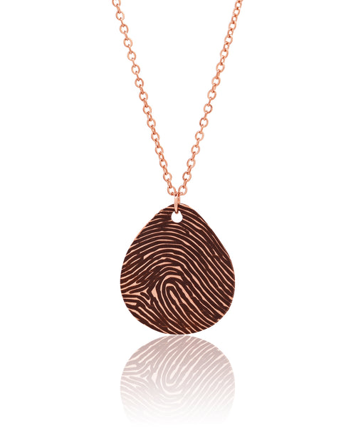 Custom Rose Gold Filled Teardrop Fingerprint Necklace