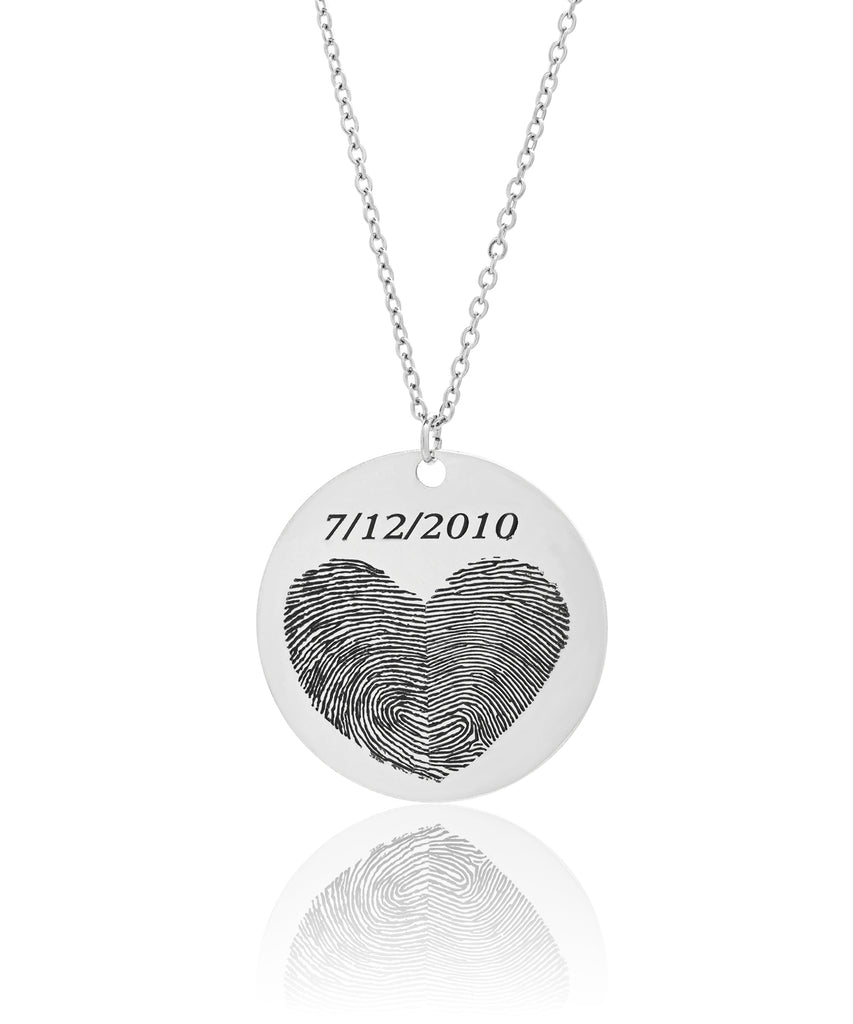 Custom Wedding Fingerprint Heart & Date Necklace