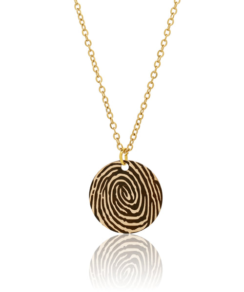 Gold Filled Personalized Fingerprint Small Round Necklace